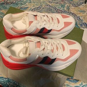Gucci White and Pink Athletic Shoes